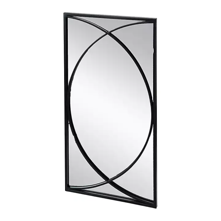Black Metal Geometric Wall Mirrors, Set of 3