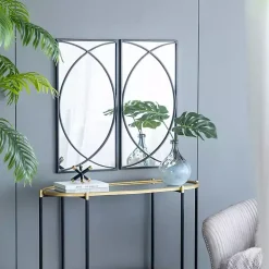Black Metal Geometric Wall Mirrors, Set of 3