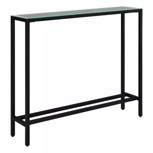 Black Metal Mirrored Top Slim Console Table