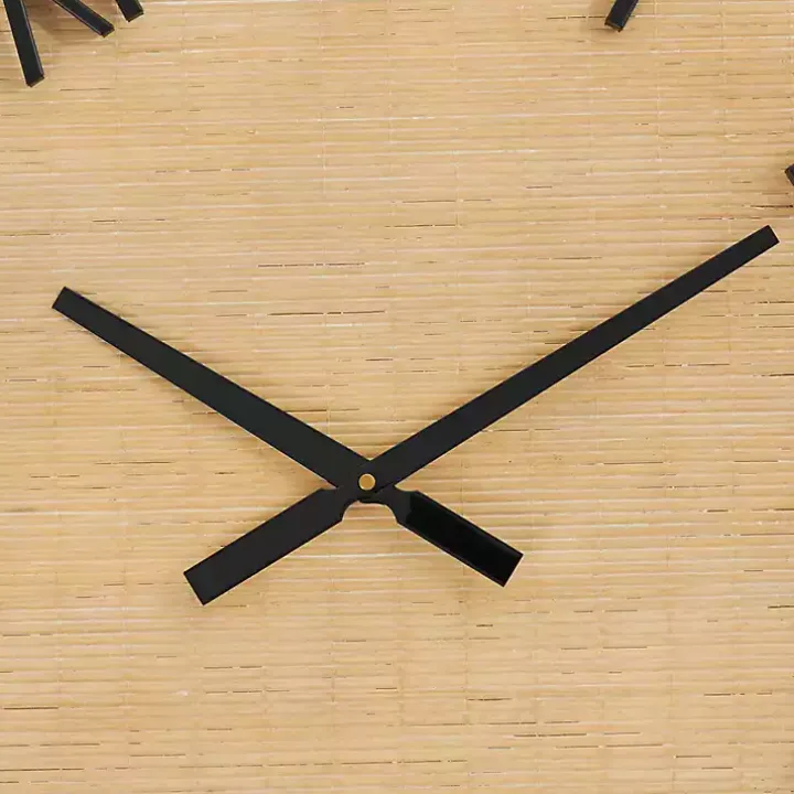 Black Metal Natural Wood Wall Clock