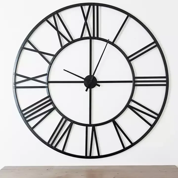 Black Metal Open Face Aiden Wall Clock