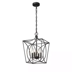Black Metal Open Swirl Pendant Light