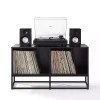 Black Metal Record Storage Media Console