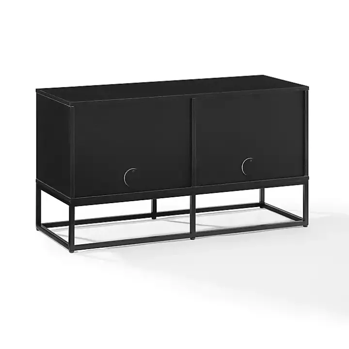 Black Metal Record Storage Media Console