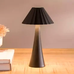 Black Metal Ribbed Rechargeable Touch Lamp