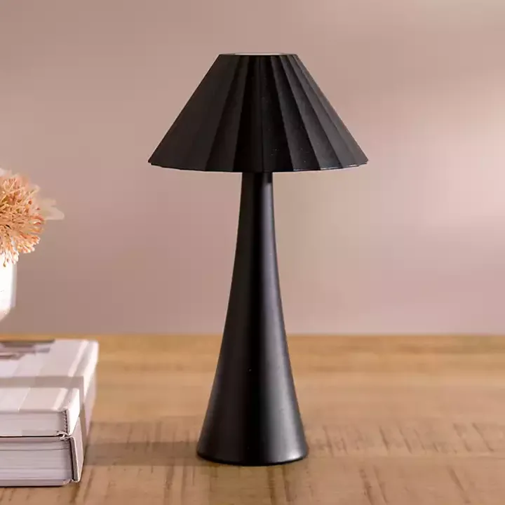 Black Metal Ribbed Rechargeable Touch Lamp