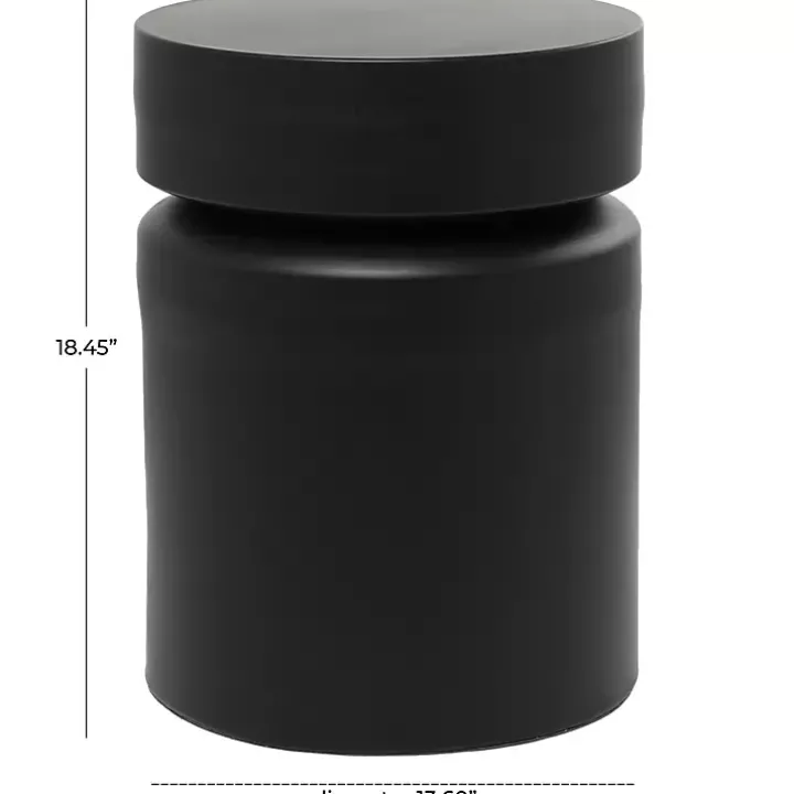 Black Metal Round Drum Accent Table