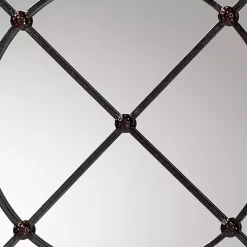 Black Metal Round Geometric Pane Wall Mirror