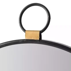 Black Metal Round Top Loop Wall Mirror