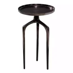 Black Metal Round Tripod Accent Table