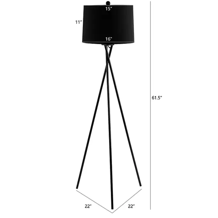 Black Metal Tripod Twist Floor Lamp