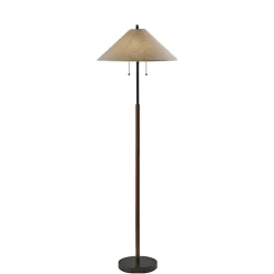 Black Metal Walnut Flare Pulls Floor Lamp