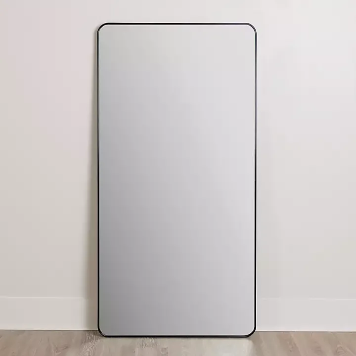 Black Nouveau Linear Leaner Mirror