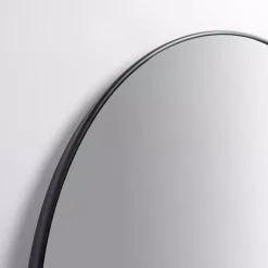 Black Nouveau Linear Round Mirror