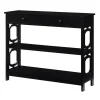 Black Octagon 2-Shelf Console Table
