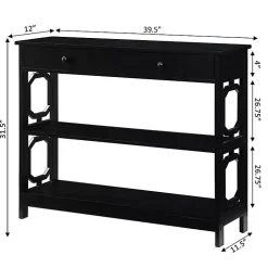 Black Octagon 2-Shelf Console Table