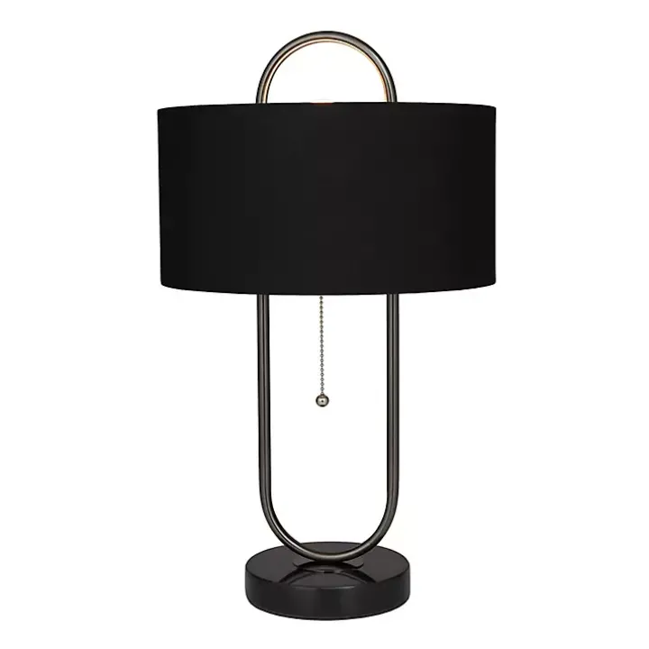Black Open Metal Loop Table Lamp