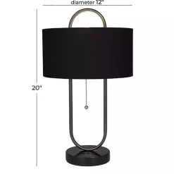 Black Open Metal Loop Table Lamp