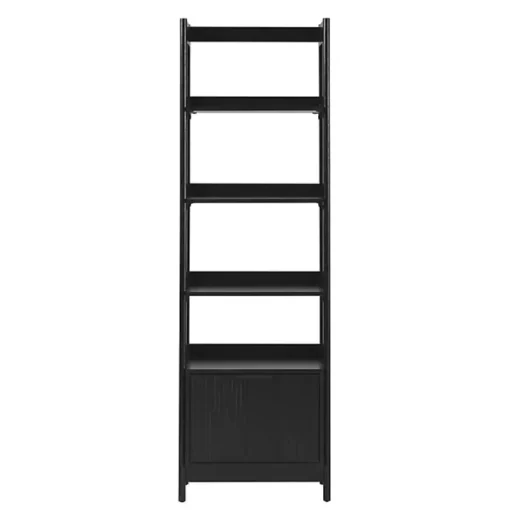 Black Reeded Wood Holmes Narrow Bookcase