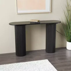 Black Ribbed Pillars Console Table