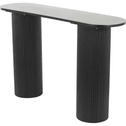 Black Ribbed Pillars Console Table