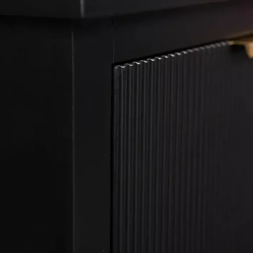 Black Ribbed Wood Colleen Accent Table