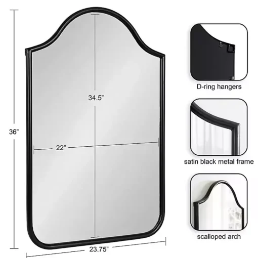 Black Scalloped Arch Fellows Wall Mirror