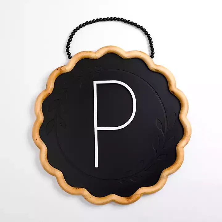Black Scalloped Monogram P Wall Plaque