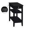 Black 2-Shelf Charging Accent Table