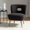 Black Sherpa Barrel Accent Chair