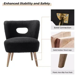 Black Sherpa Barrel Accent Chair