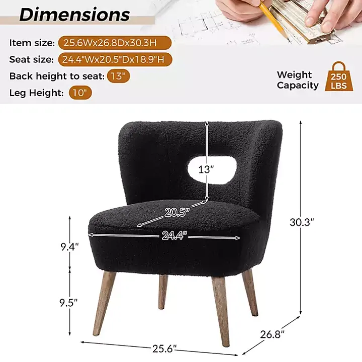 Black Sherpa Barrel Accent Chair