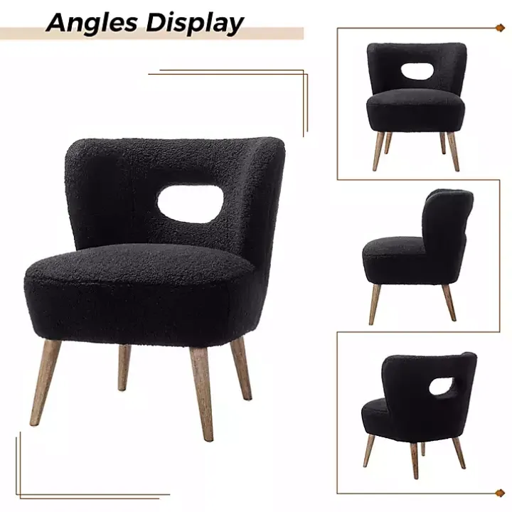 Black Sherpa Barrel Accent Chair