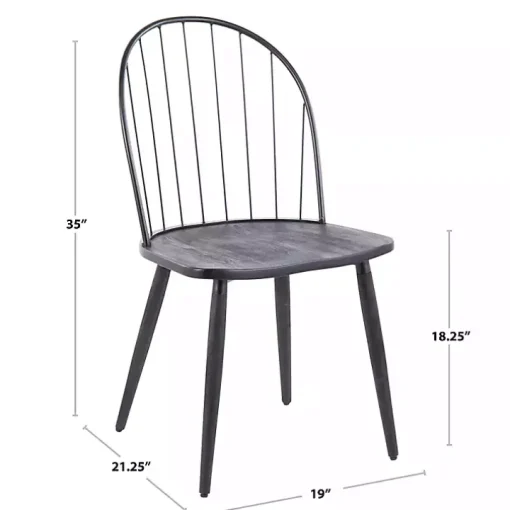 Black Spindle High Back Dining Chairs, Set of 2
