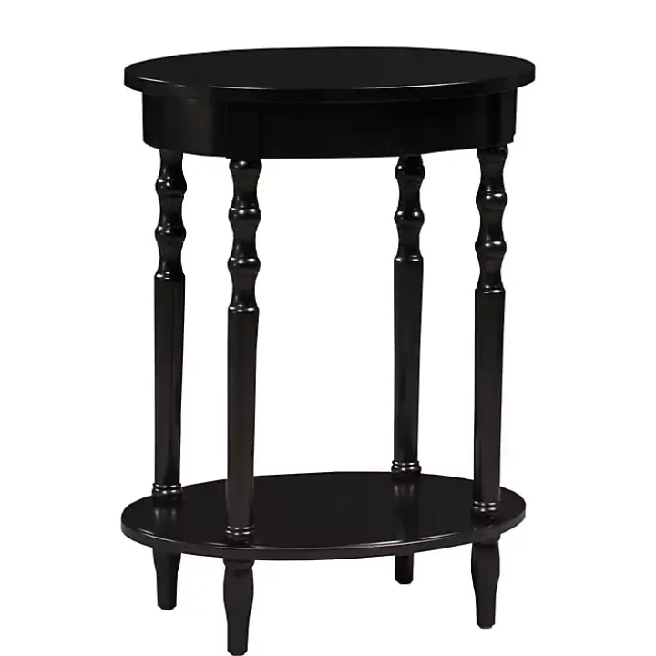 Black Spindle Legs Oval Accent Table