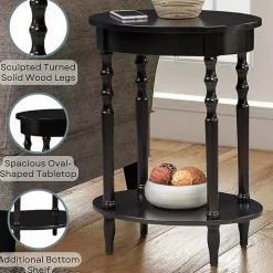 Black Spindle Legs Oval Accent Table