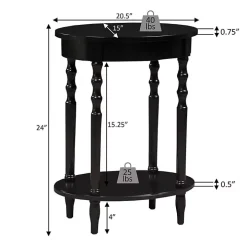 Black Spindle Legs Oval Accent Table