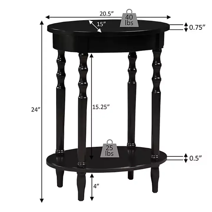 Black Spindle Legs Oval Accent Table