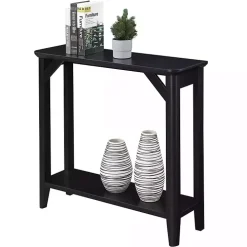 Black Tapered Legs Rustic Console Table