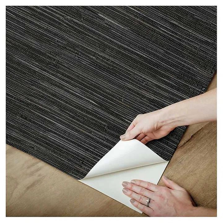 Black Textured Grassweave Peel & Stick Wallpaper