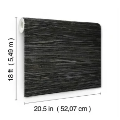 Black Textured Grassweave Peel & Stick Wallpaper