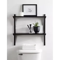 Black Traditional Two-Tiered Wall Shelf