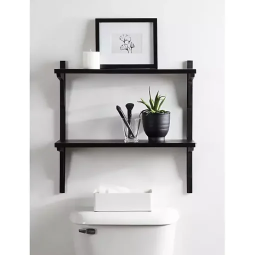 Black Traditional Two-Tiered Wall Shelf