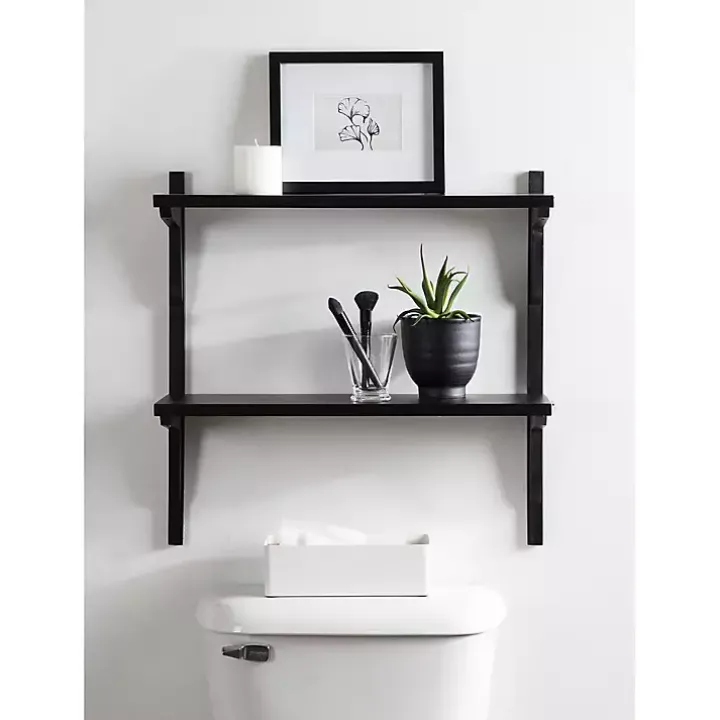 Black Traditional Two-Tiered Wall Shelf