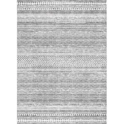 Black Tribal Geometric Washable Area Rug, 8x10