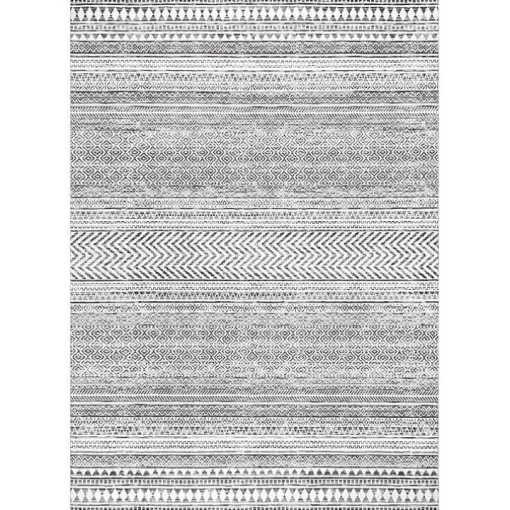 Black Tribal Geometric Washable Area Rug, 8x10