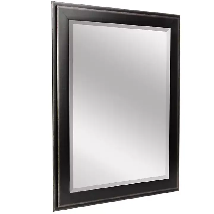 Black Two Step Beveled Frame Vanity Mirror