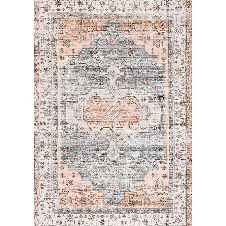 Black Vintage Motif Washable Area Rug, 8x10