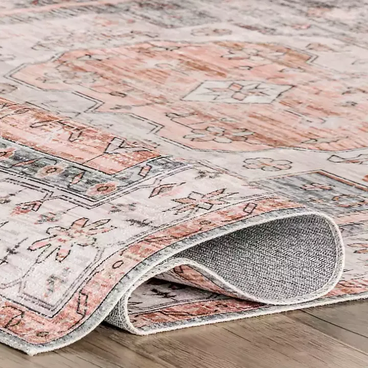 Black Vintage Motif Washable Area Rug, 8x10