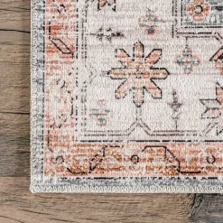 Black Vintage Motif Washable Area Rug, 8x10